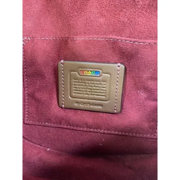 Coach Brown Rainbow Pride Leather Trim Ellen Crossbody Purse C4086 - Picture 8 of 10